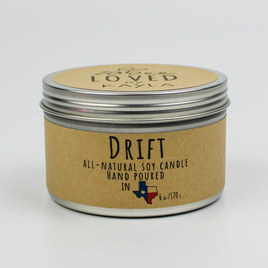 Drift | 6oz Travel Tin | Soy Wax Candle