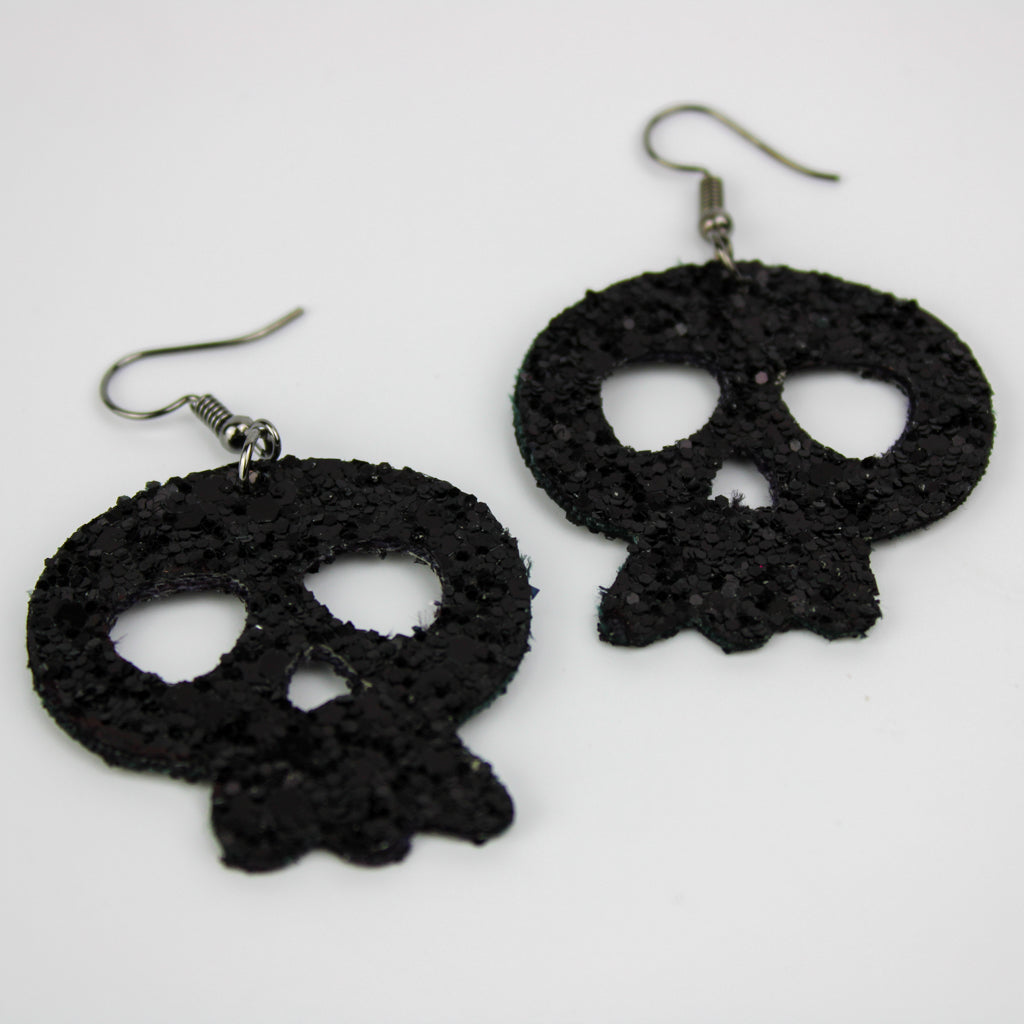 Black Glitter Skull | Earrings | Dangle