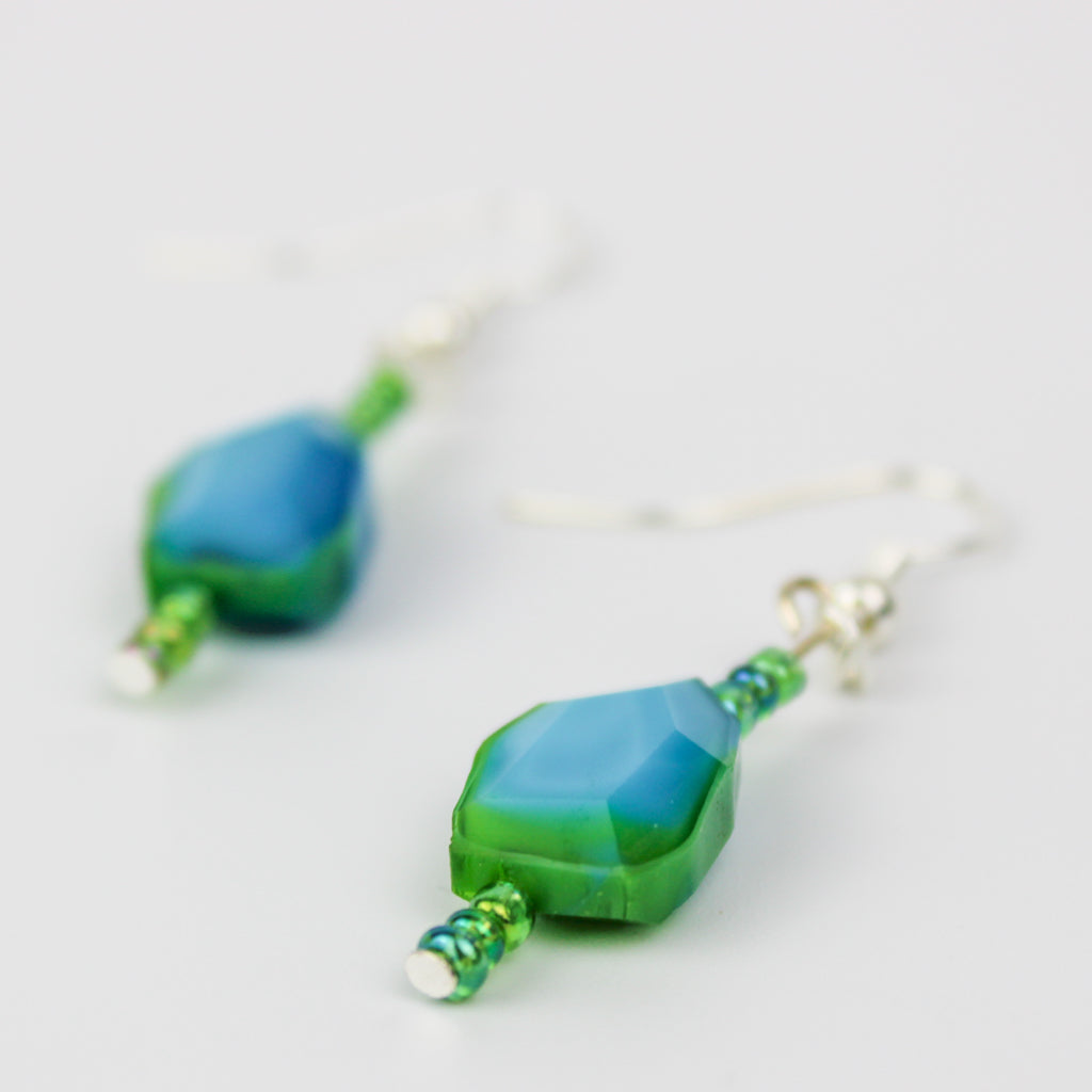 Sea Green & Beads| Earrings | Stacked Crystals