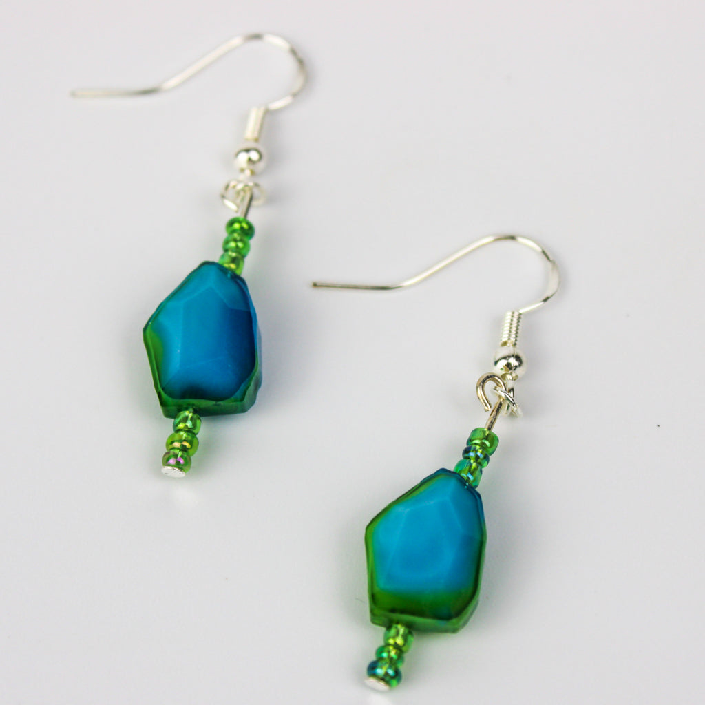 Sea Green & Beads| Earrings | Stacked Crystals
