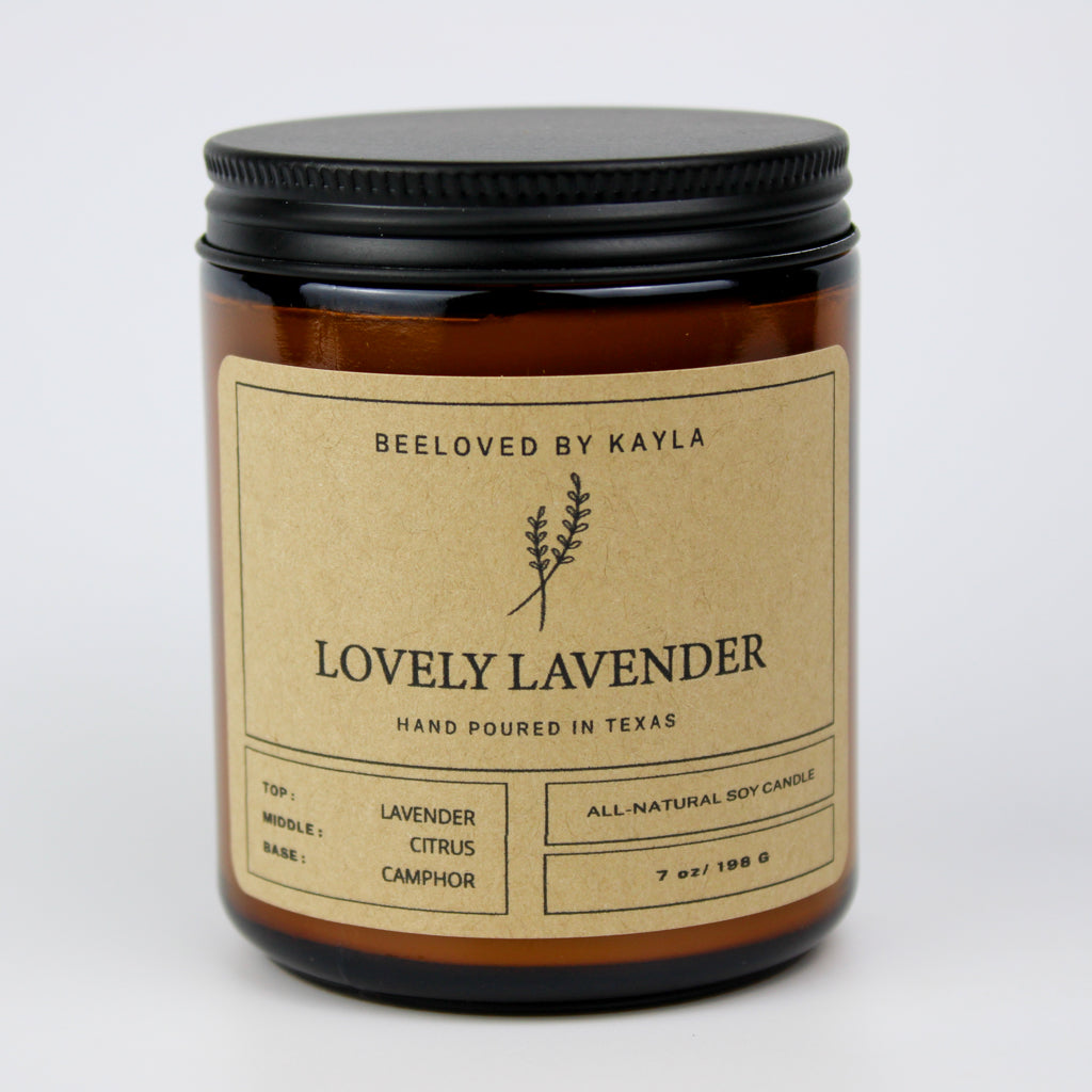 Lovely Lavender | 7oz Amber Jar | Soy Wax Candle