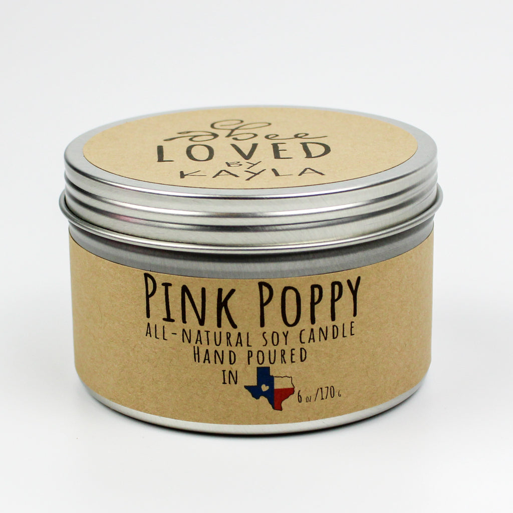 Pink Poppy | 6oz Travel Tin | Soy Wax Candle