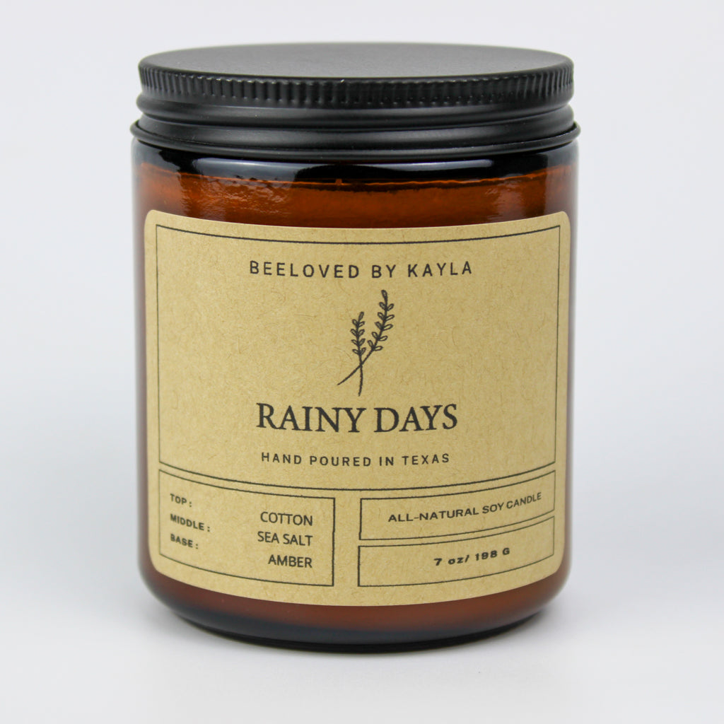 Rainy Days | 7oz Amber Jar | Soy Wax Candle