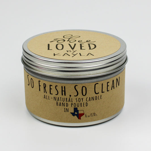 So Fresh, So Clean | 6oz Travel Tin | Soy Wax Candle
