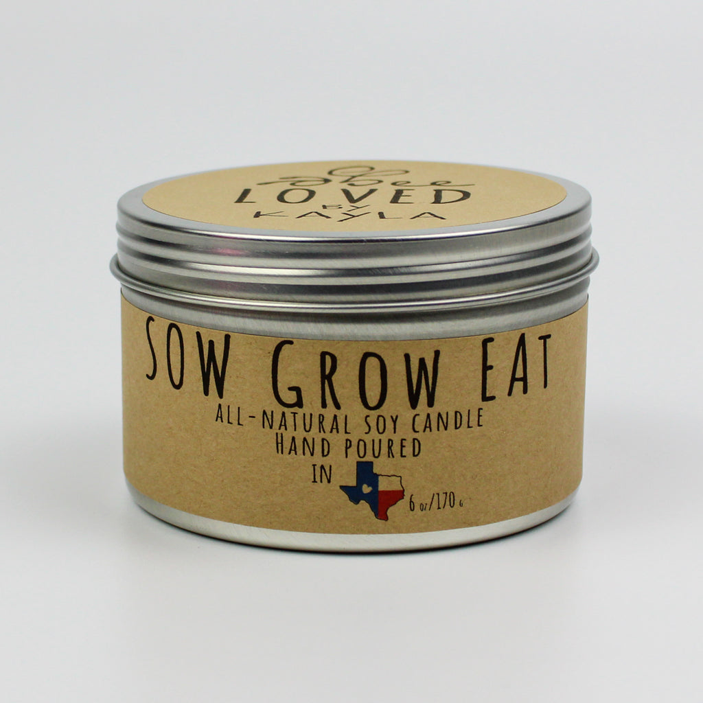 Sow Grow Eat | 6oz Travel Tin | Soy Wax Candle