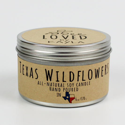 Texas Wild Flowers | 6oz Travel Tin | Soy Wax Candle